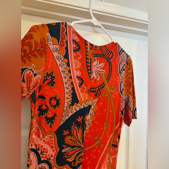Farm Rio for Anthropologie Orange and Navy Giannina Sheath Dress -Sz Small - Picture 6 of 8